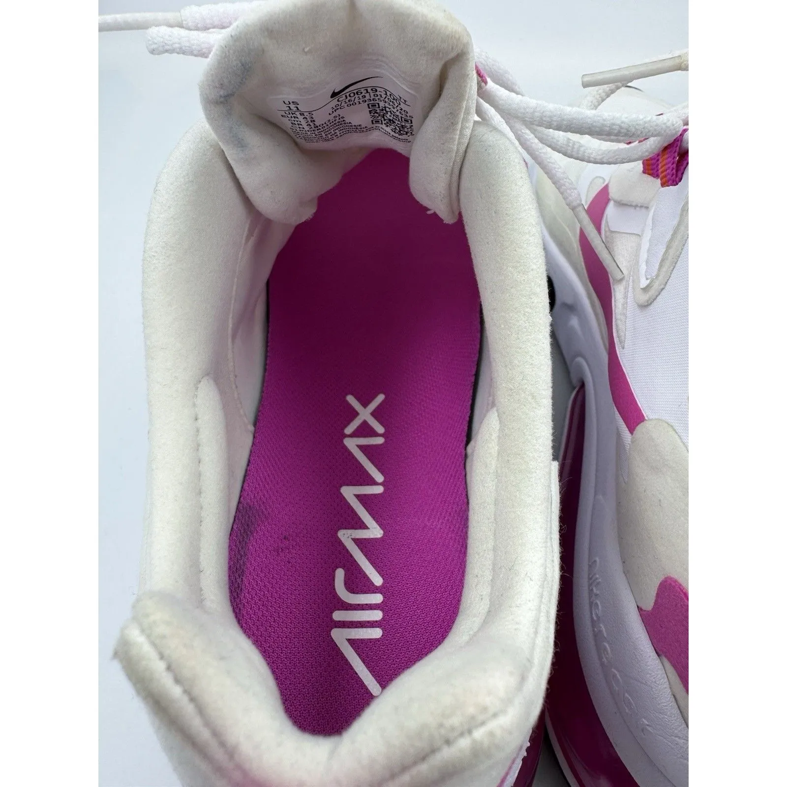 Nike Air Max 270 Unisex React Fire Pink CJ0619 100 Size 9.5Mens/11 Woman’s - Image 16
