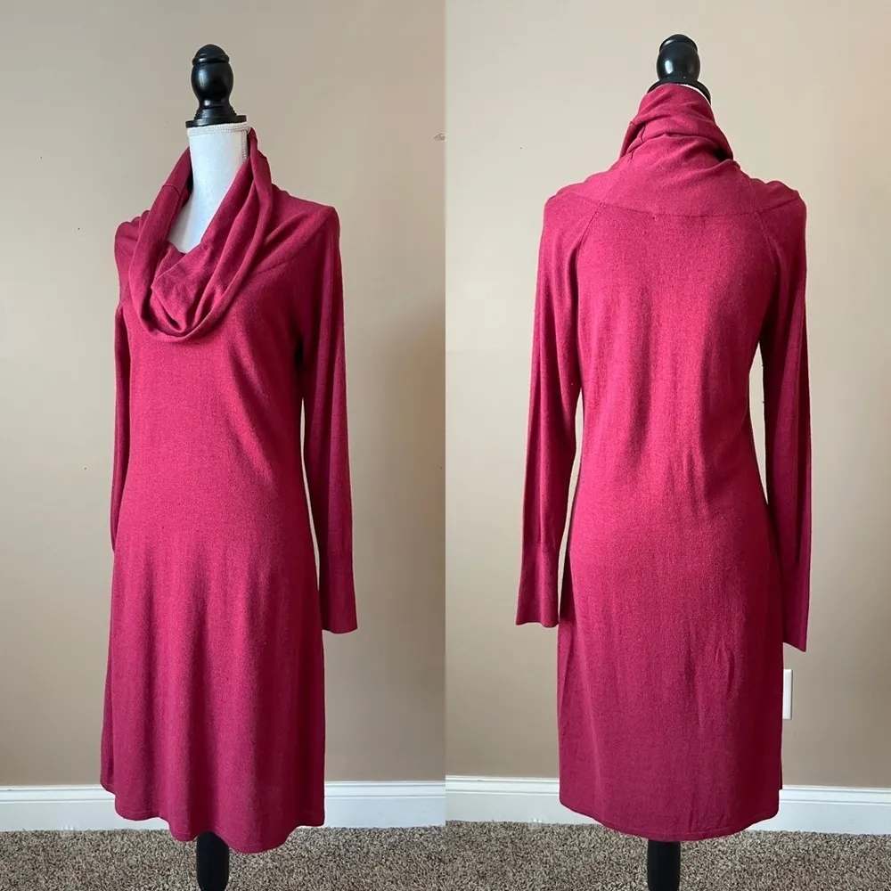 TOMMY BAHAMA | Burgundy Wool Blend Cowl Neck Sweater Dress Sz M - Image 2