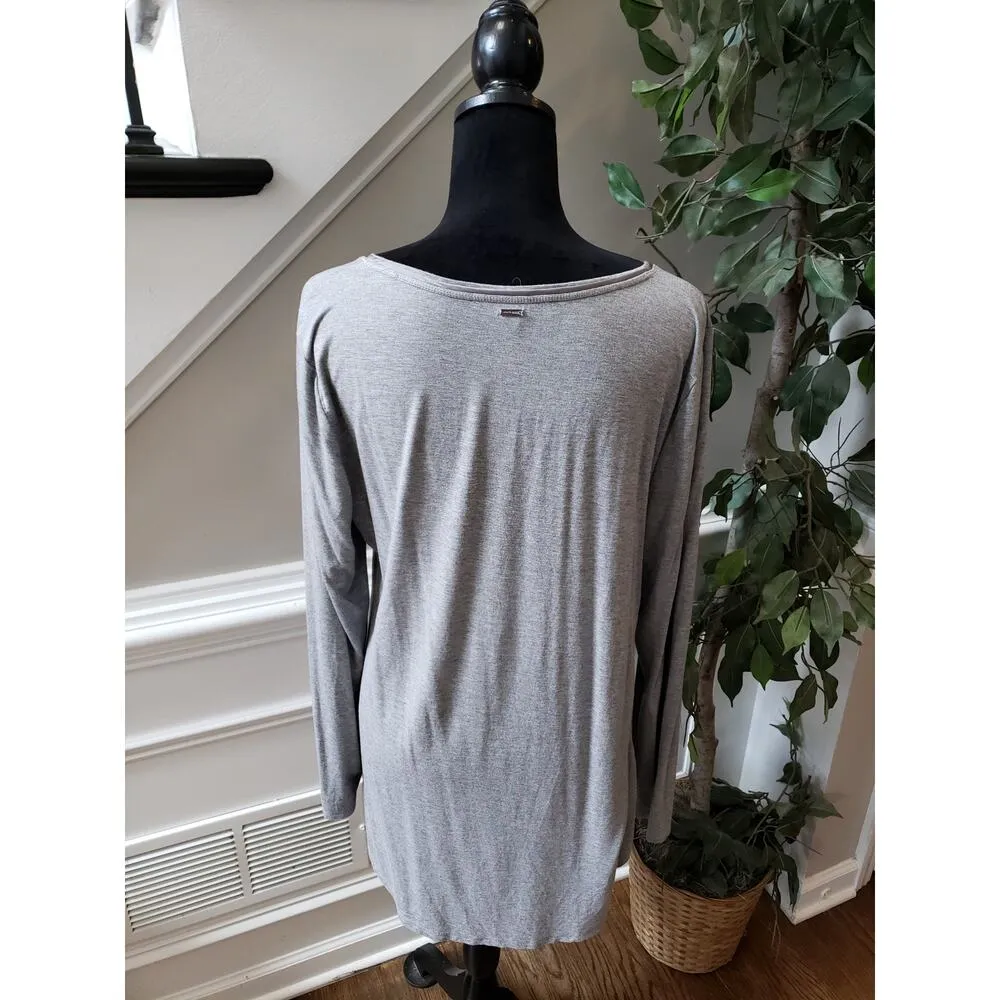 Women's White House Black Market Gray Long Sleeve Rayon Spandex Top XL - Image 8