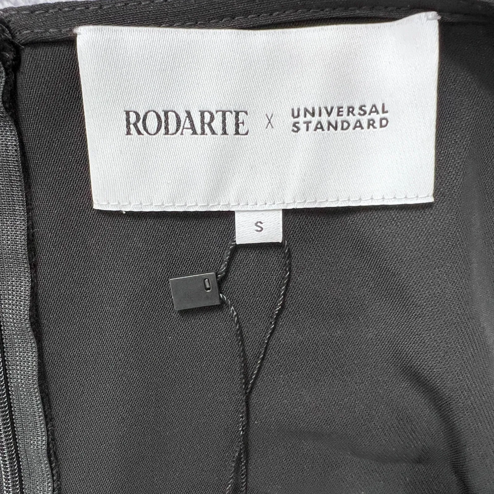 RODARTE x‎ Universal Standard Black Ruched Tie Sleeve Flounce Hem Dress Small - Image 5