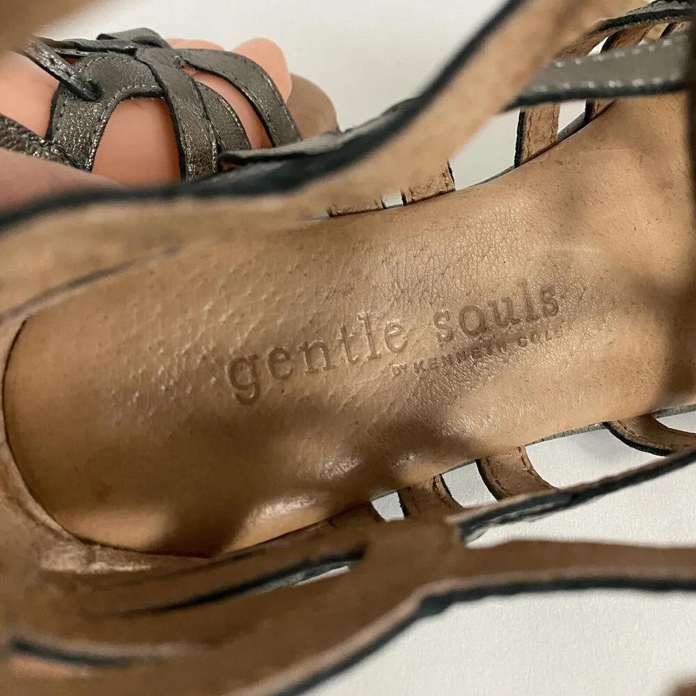 Gentle Souls Metallic Gray Gladiator Sandals Women’s US 6.5M Flats Silvery - Image 11