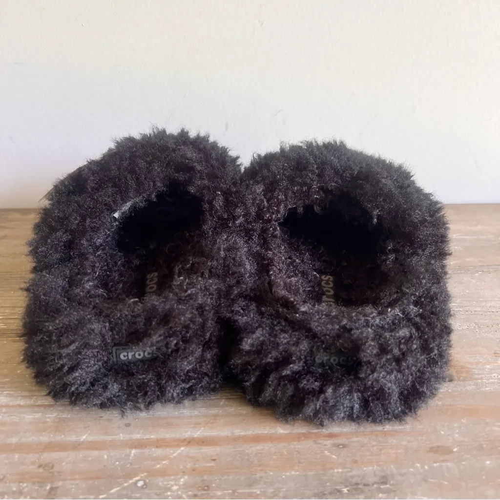 CROCS Unisex CL Shaggy Fur Black Slide Shoe Size 6 or 4 #B1971 - Image 5