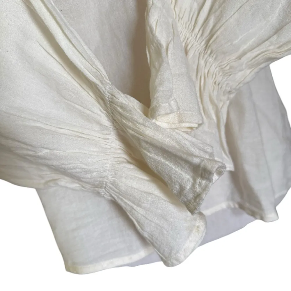 NWT THML Floral Embroidered ruffle top ruched sleeve boho Blouse prairie cottage - Image 2