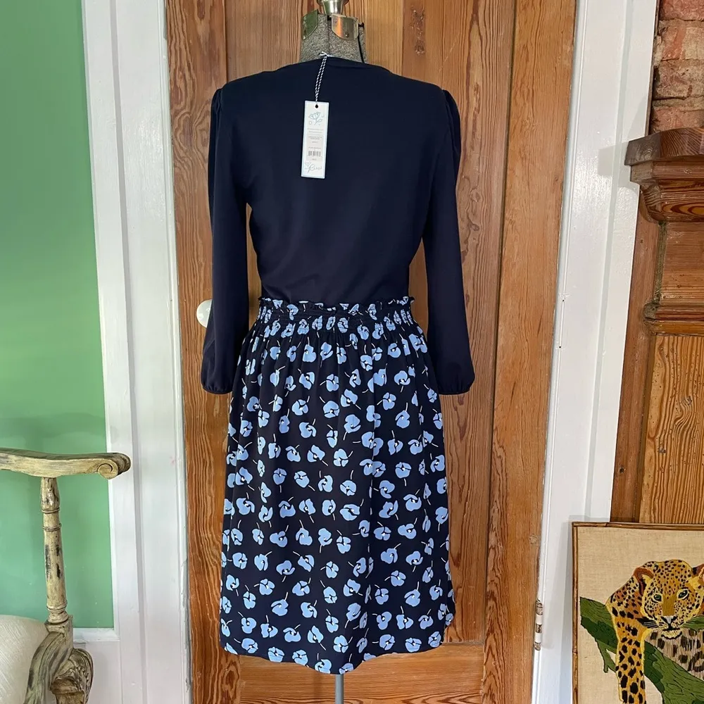 NWT Draper James Long Sleeve Knit to Woven Floral Midi Dress - Sz Small - Image 10