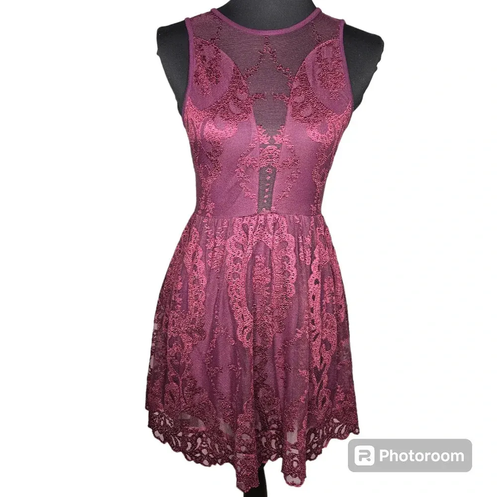 For Love & Lemons Lulu Lace Mini Dress Red Size XS - Image 2