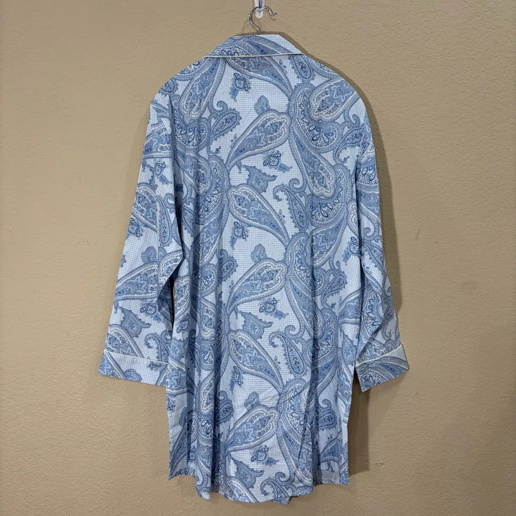 Lauren Ralph Lauren Dress Blue Paisley Button Down Shirt Dress Oversized Sz XL - Image 6