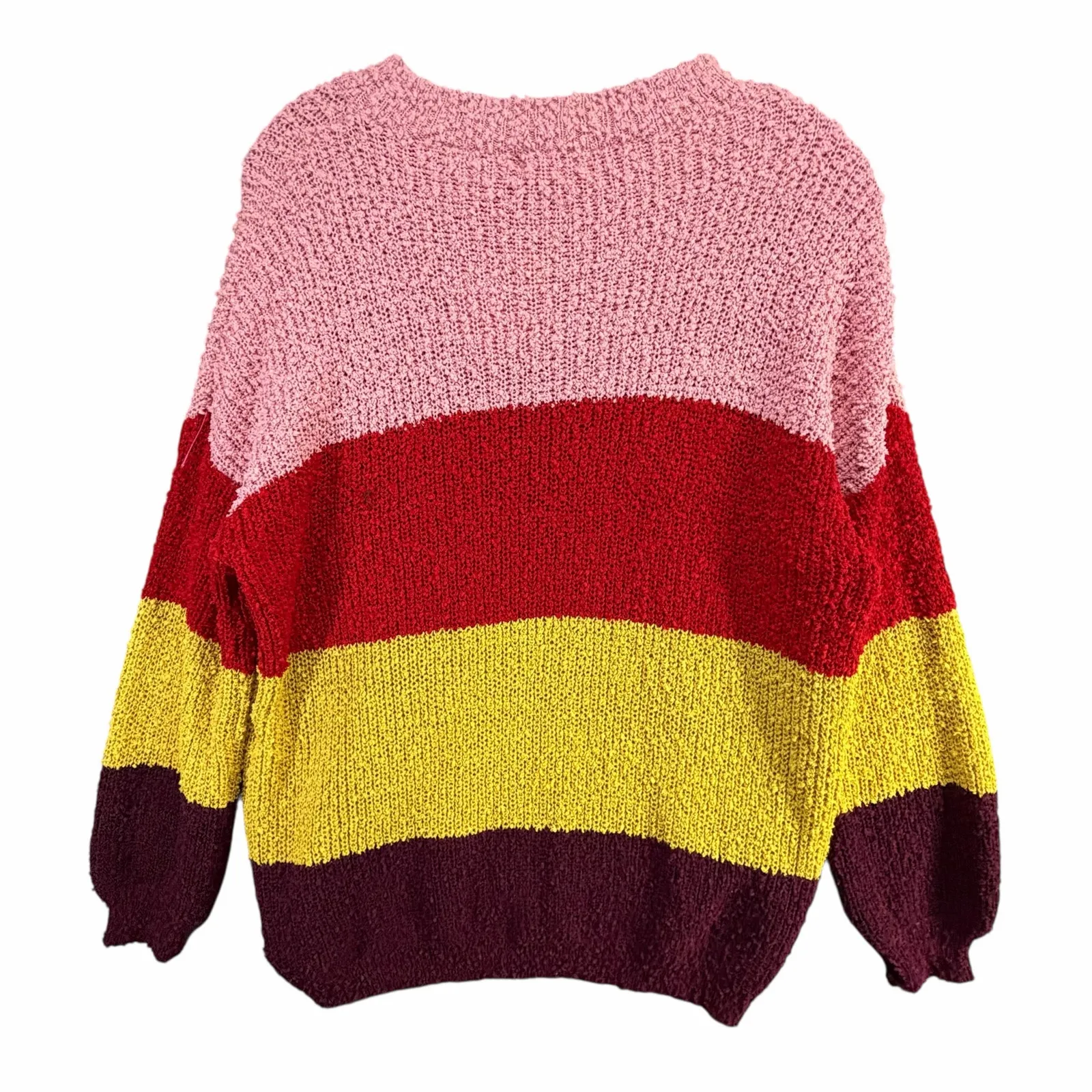 Umgee Knit Sweater Womens S Rainbow Stripe Chunky Boho Casual Comfy Cozy Chic - Image 4
