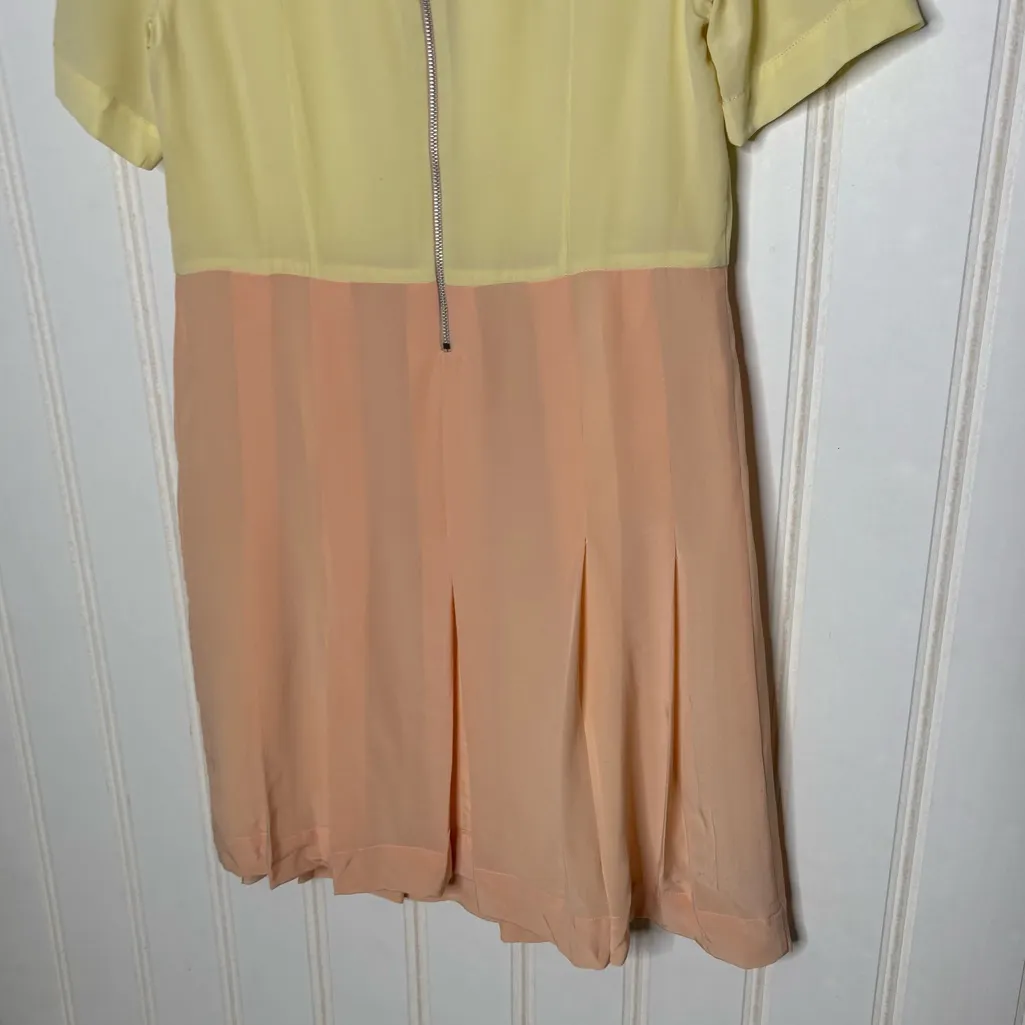 Marni 100% Silk Short Pleated Dress NEW 800 Yellow Size 12 - Image 8