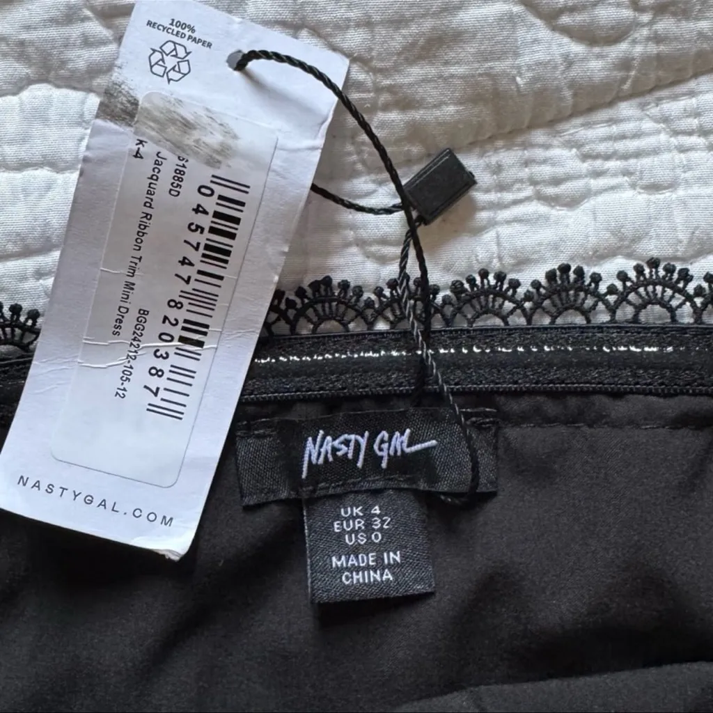 NastyGal - Satin Jacquard Ribbon Trim Mini Dress - Image 6