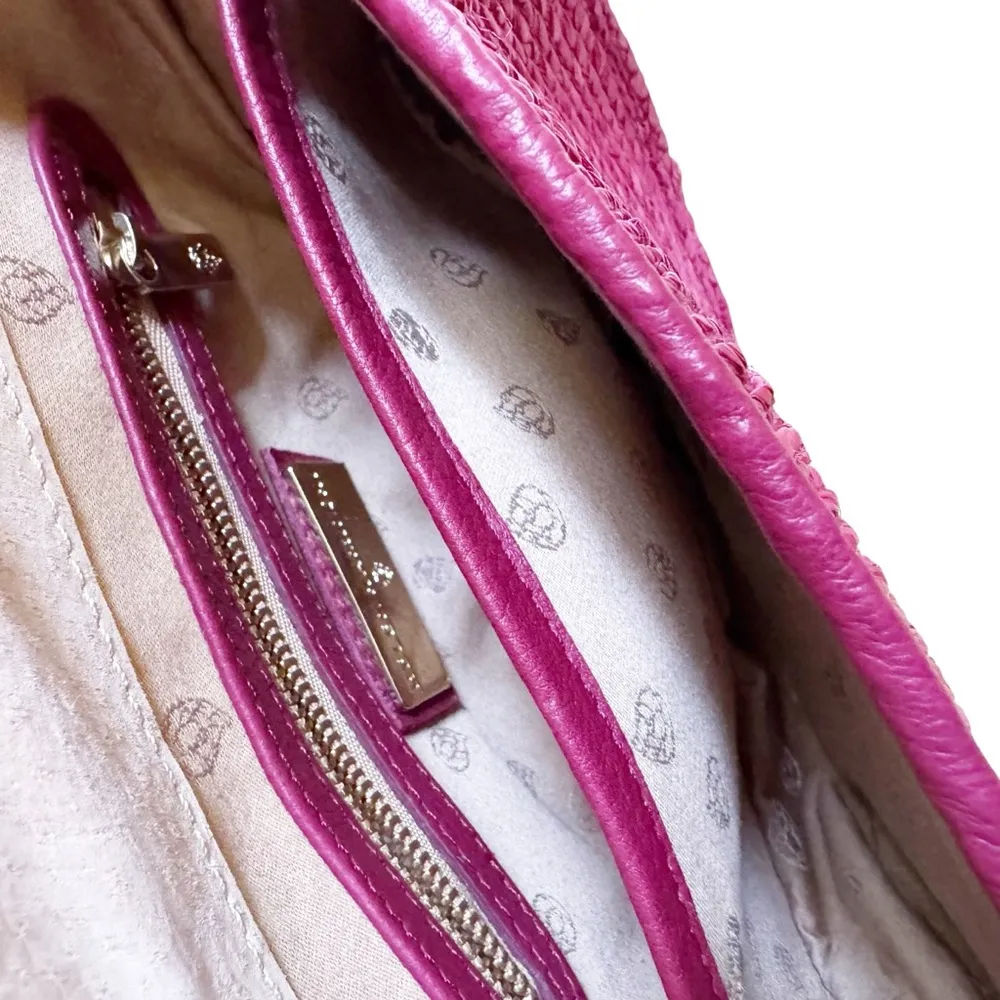 Helen Kaminski Raffia and Leather Shoulder Bag Raspberry Pink - Image 7