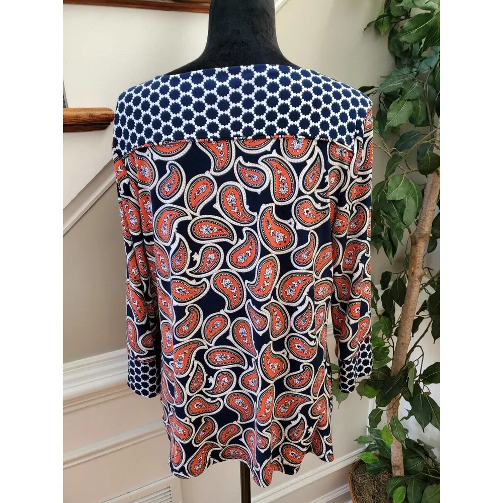 Charter Club Women's Blue Polyester Round Neck Long Sleeve Casual Top Blouse PL - Image 7