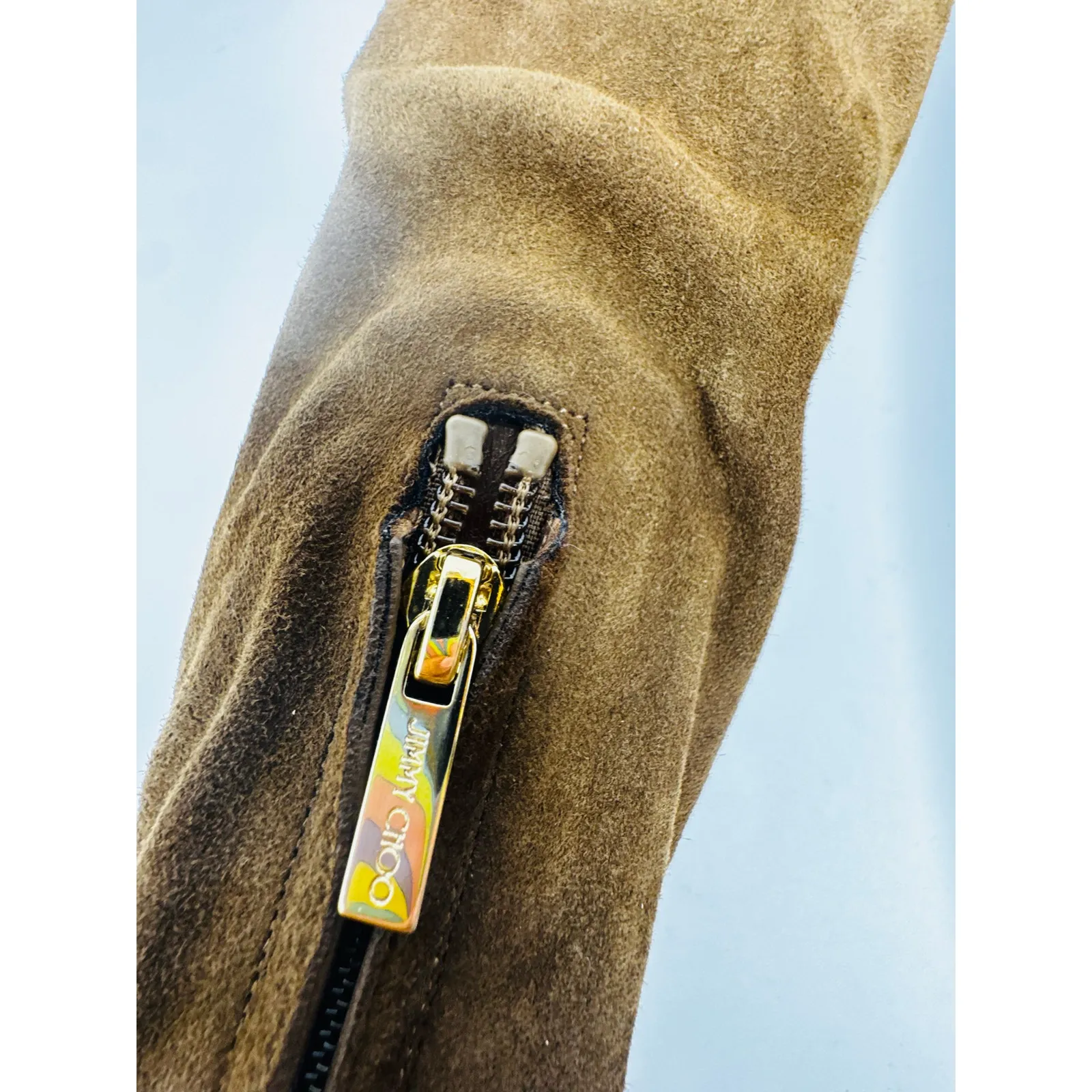 Jimmy Choo Marie 100 Brown Suede Over-the-Knee Sock Boot EU 36 High Heel Lace-Up - Image 8