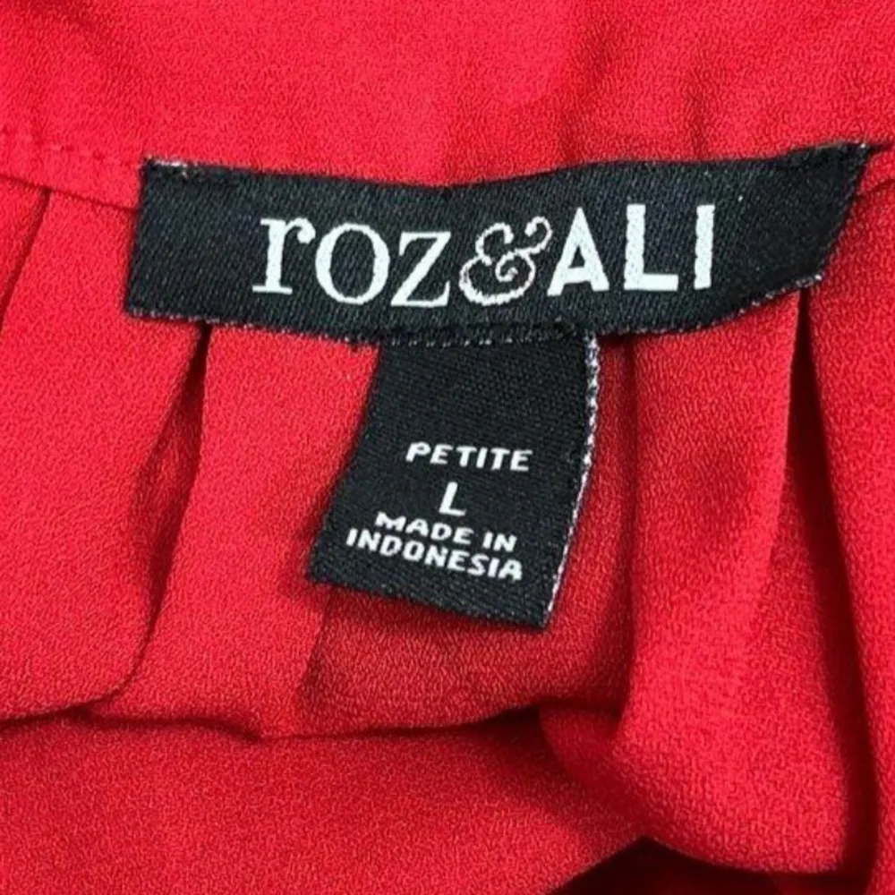 Valentines Red Split Neck 3/4 Bell Sleeves Blouse Size Large Petite - Image 4