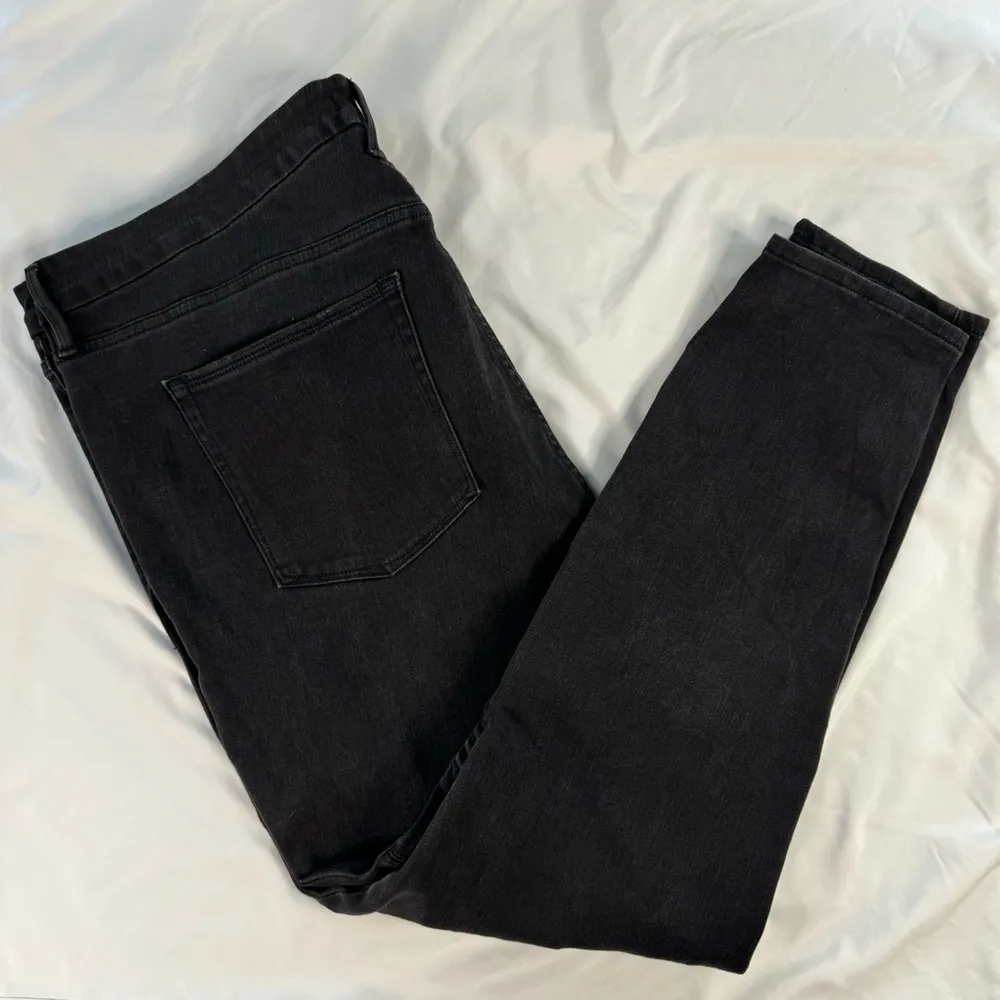 Good American sz 24 Good Waist Black Skinny Jean Zip Fly Corded Detail Knee Moto - Image 11