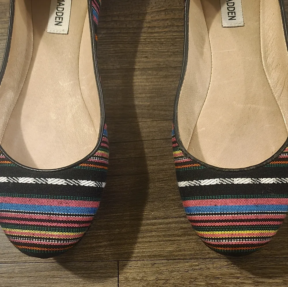 Steve Madden Kovert Festive Multicolor Striped Ballet Flats 8.5 - Image 5