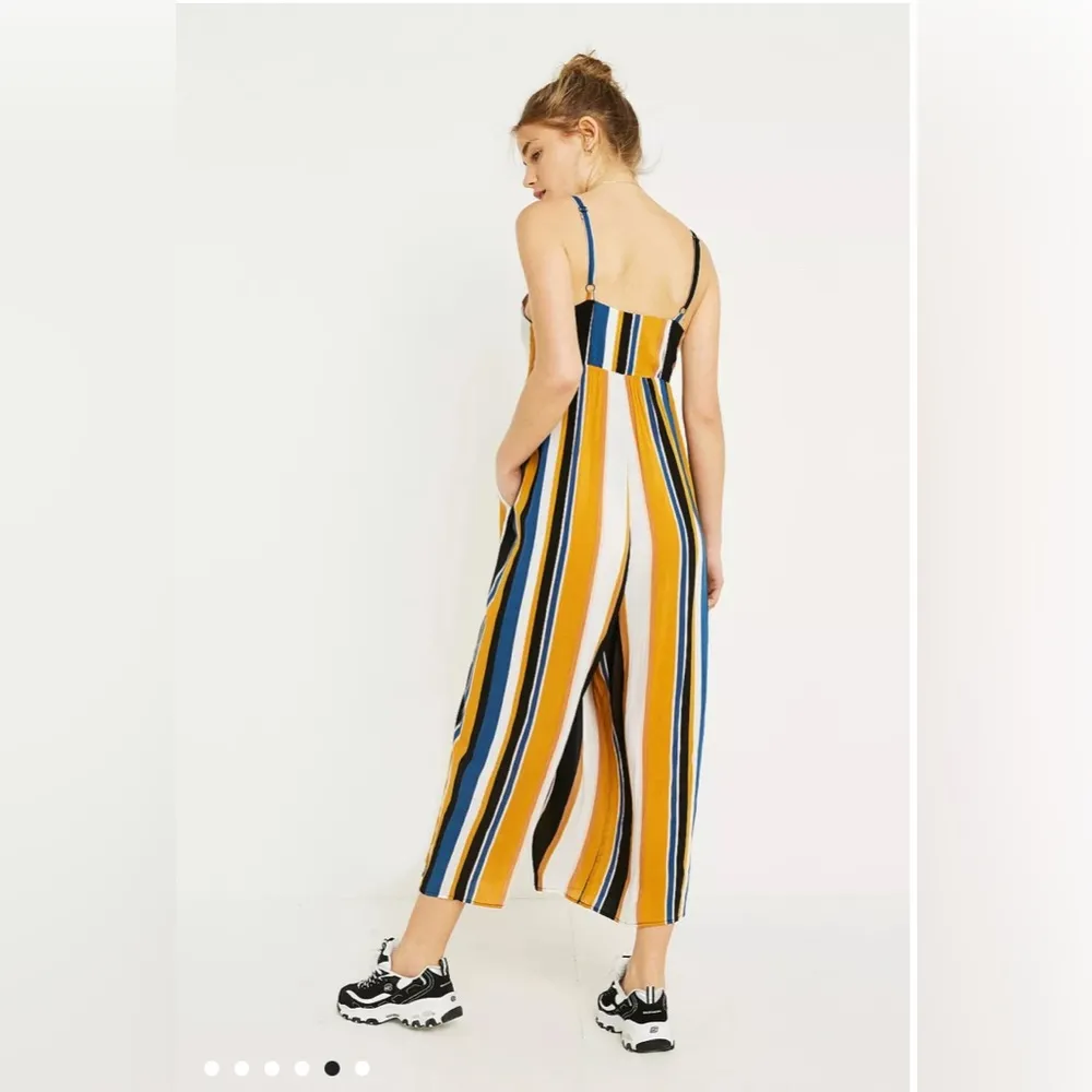 UO Urban Outfitter Tootsie Vertical Stripe Button-Through Jumpsuit Small Romper - Image 3