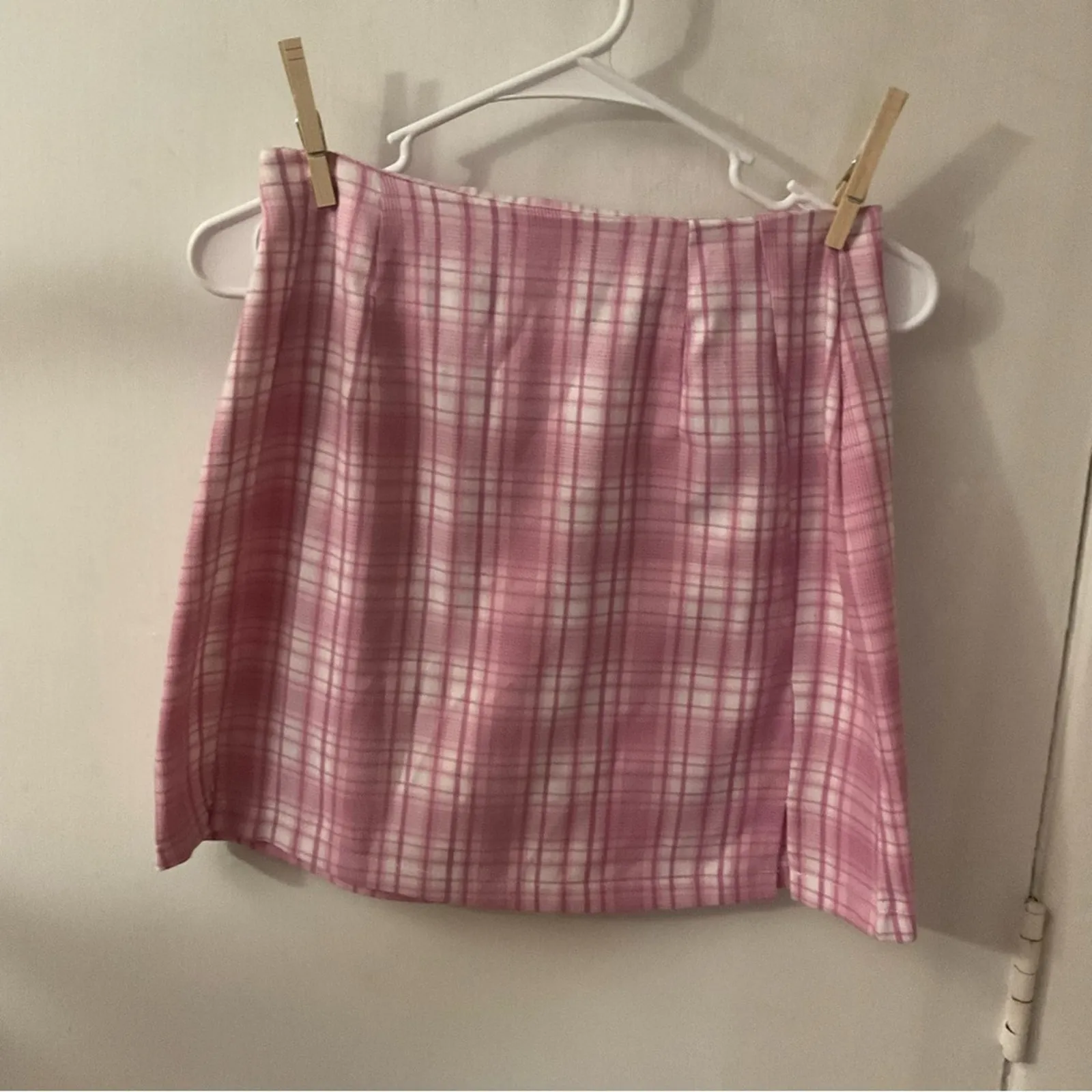 SHEIN Plaid Pink/White Skirt S Barbiecore Light Academia Bratz Classic Preppy - Image 3
