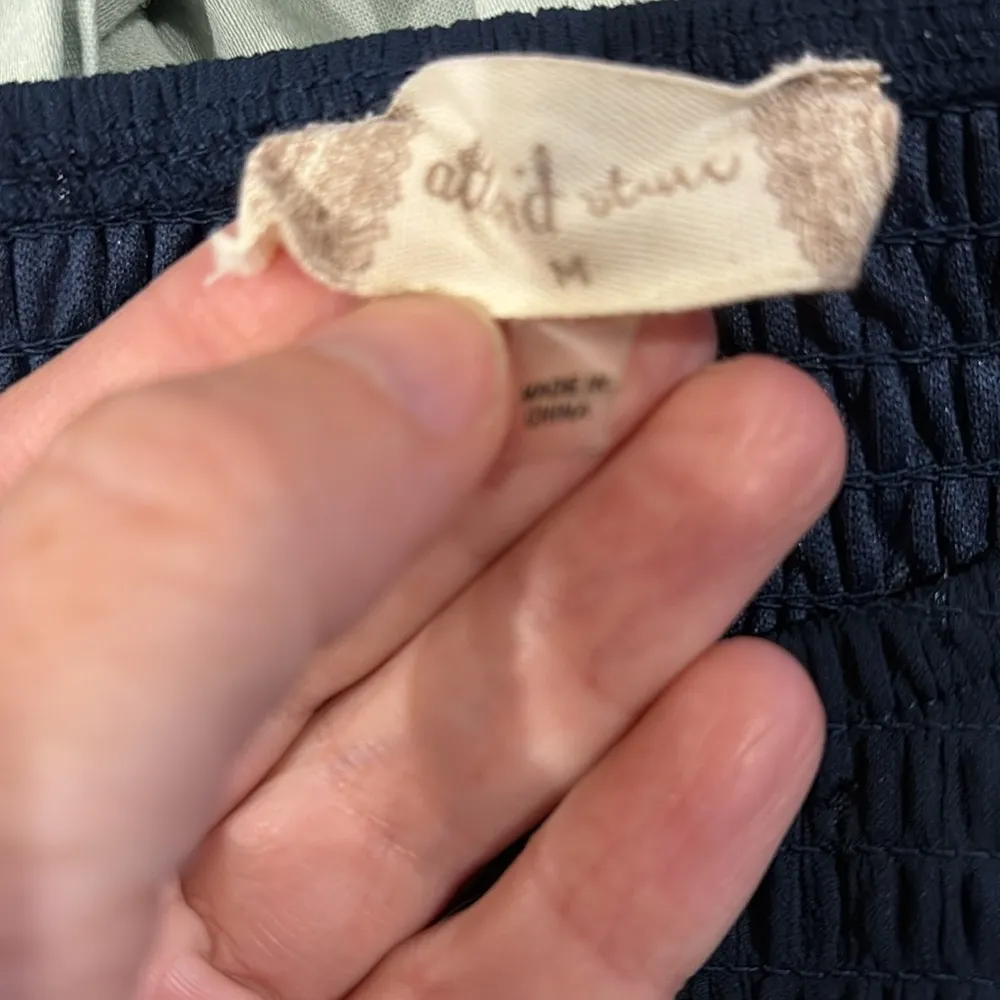 Altar’d State Harley smocked flare long sleeved boho mini dress blue sz M - Image 4