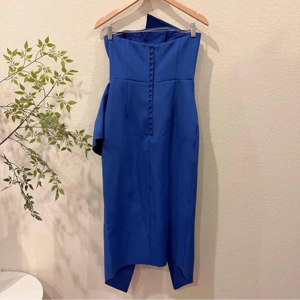 Elliatt Reception Ruffle Strapless Cocktail Midi Dress in Cobalt Blue Size S NWT - Image 7