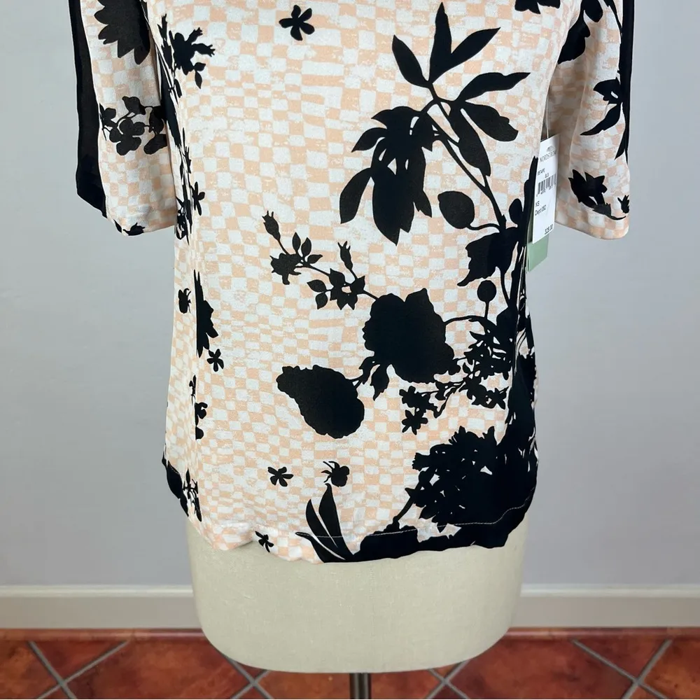 ALC Checkered Silk Floral Blouse - Image 4