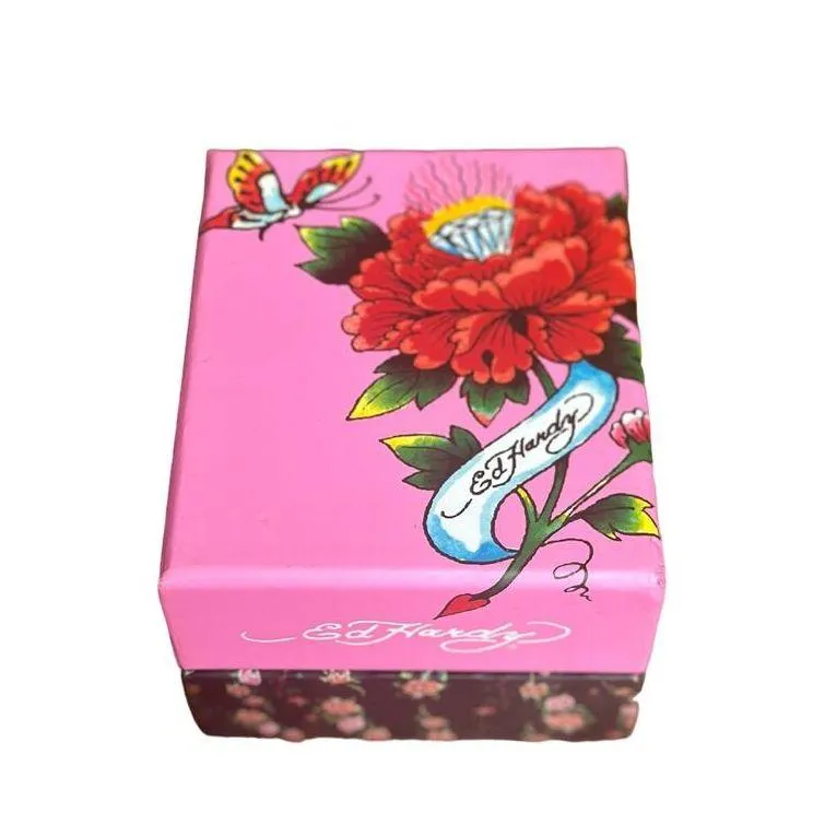 NIB Ed Hardy Love Kills Slowly Watch Swarovski Crystals & Red Pink Band Y2K - Image 10