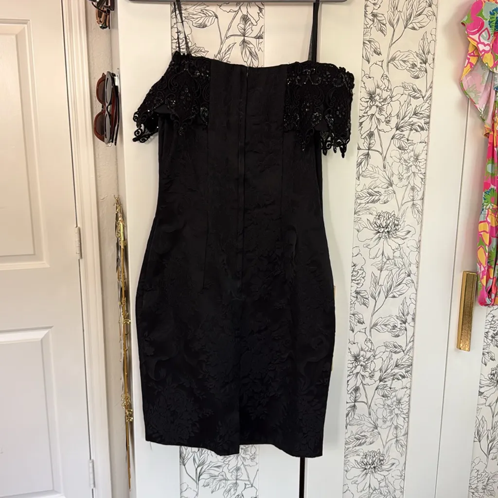 Scott McClintock vintage bedazzled jacquard goth pencil dress Black Size 10 - Image 7