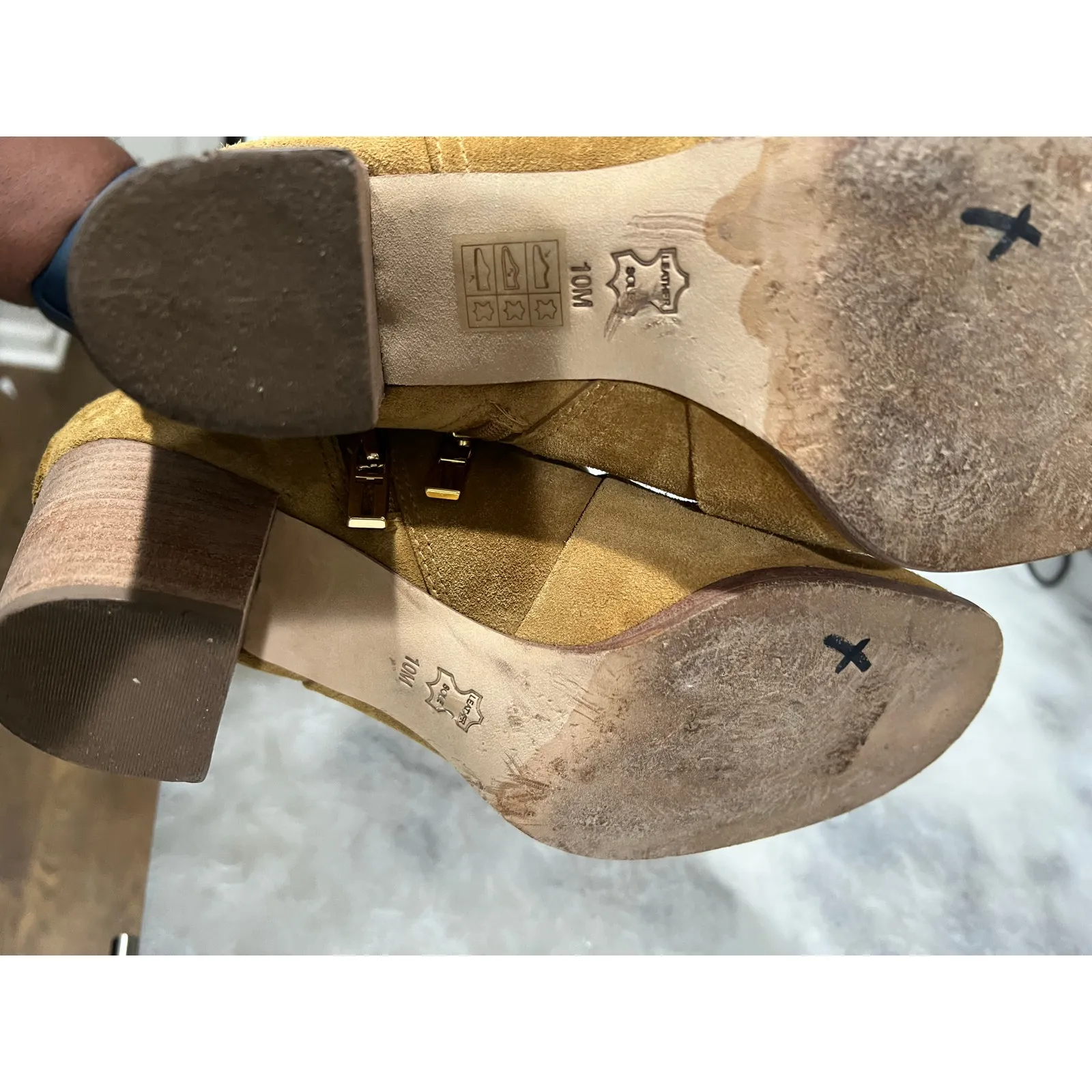 Tory Burch Women’s Suede Ankle Boots Tan Leather Sole Block Heel Size 10M - Image 15