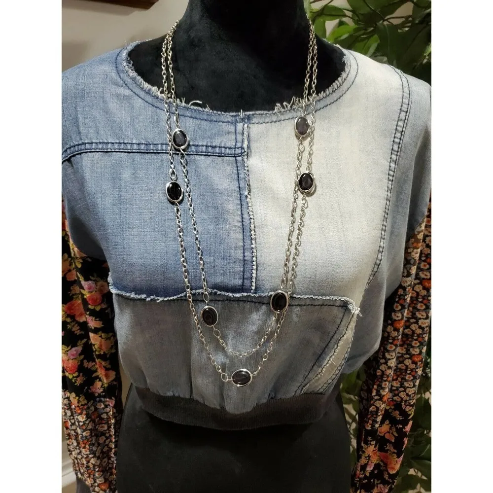 Boutique Signature Women's Blue 100% Tencel Round Neck Long Sleeve Top Size S - Image 2