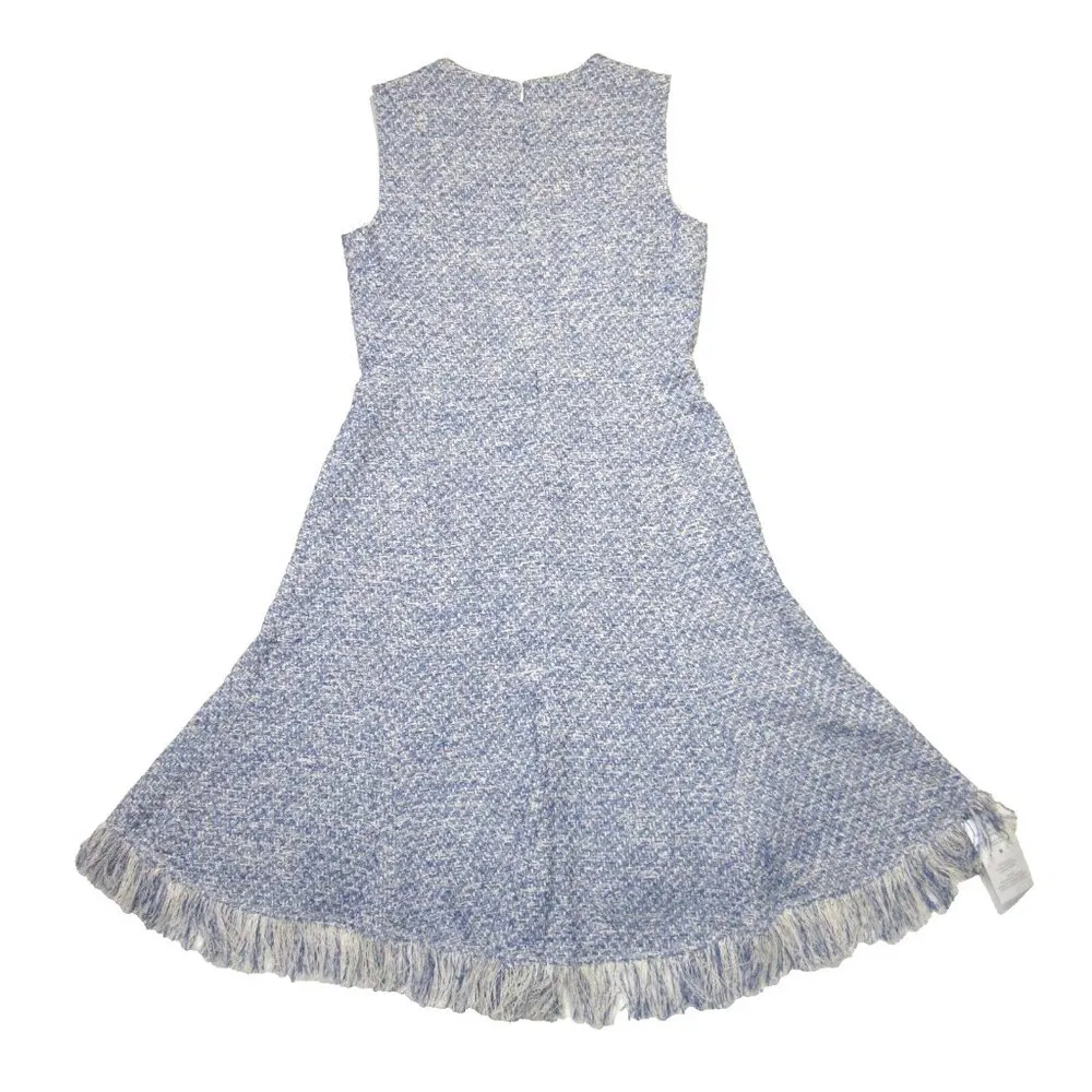 NWT MM. Lafleur The Lindsay 1.0 in Lapis Ivory Cotton Boucle Tweed Dress 8 - Image 7