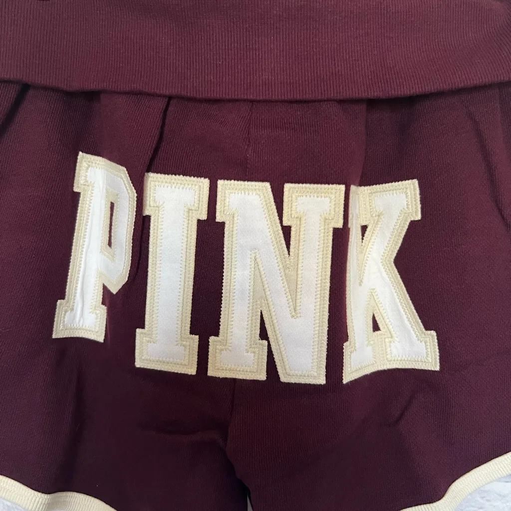 VICTORIA’S SECRET PINK Ivy Terry Foldover Shorts Wild Rose And White LARGE - Image 10