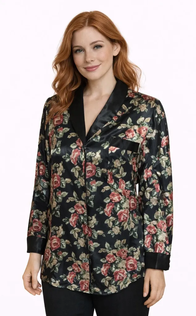 Vintage Women’s Smoking Jacket | Satin Lounge Jacket | Classic Retro Eveningwear Red - Image 1