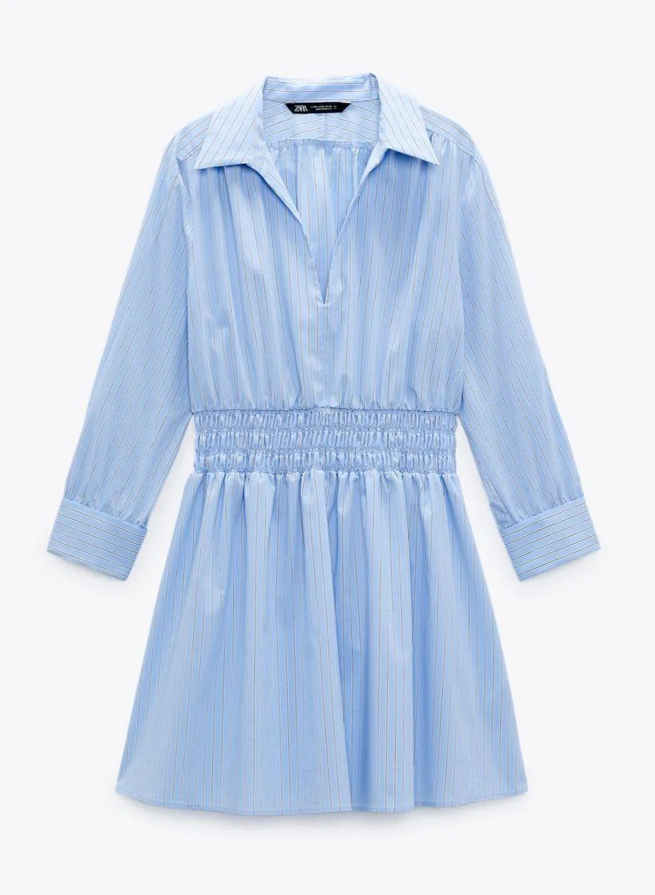 ZARA Blue Shirt Dress - Image 3