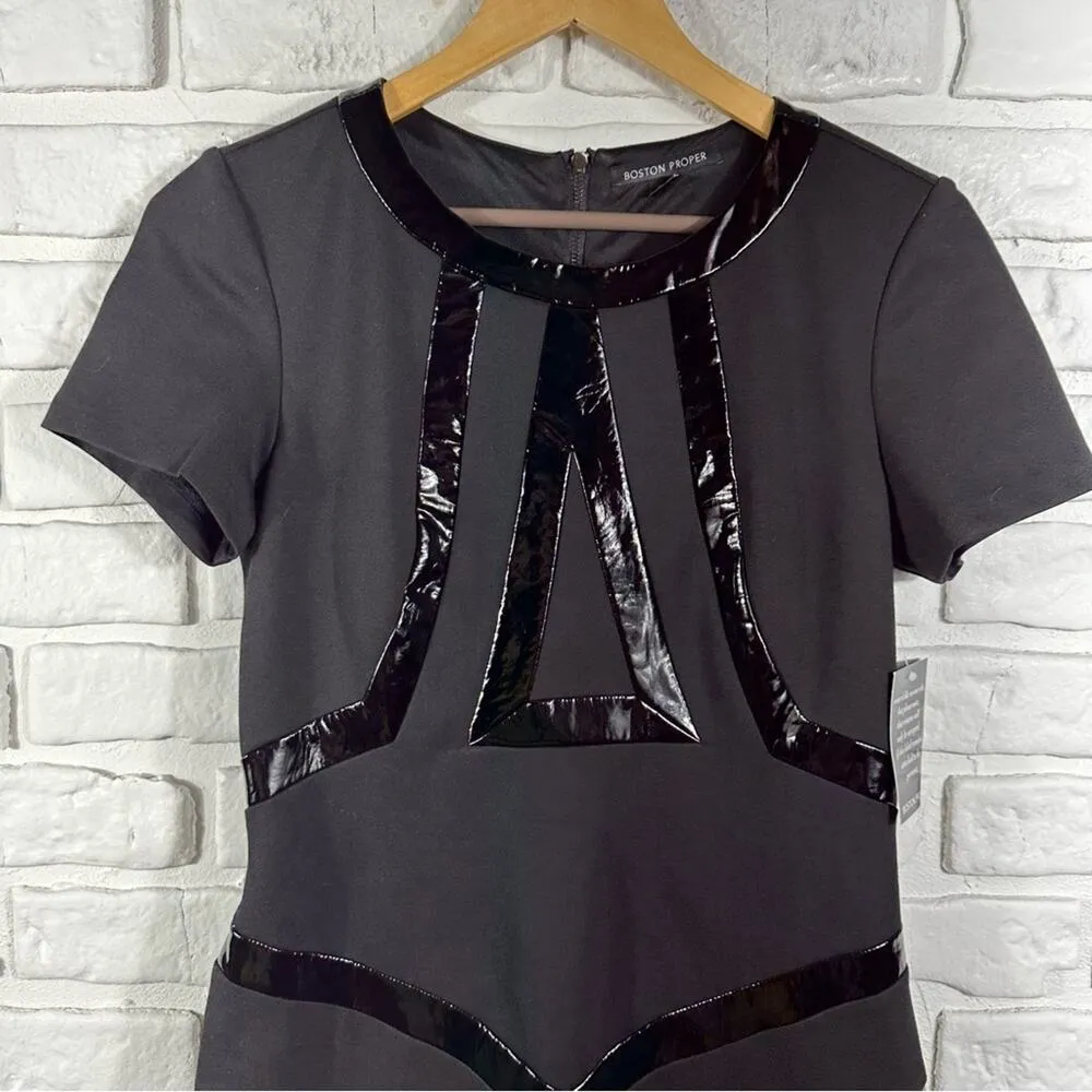 NEW Boston Proper Black Fitted Bodycon Short Sleeve Dress Size 6 - Image 8