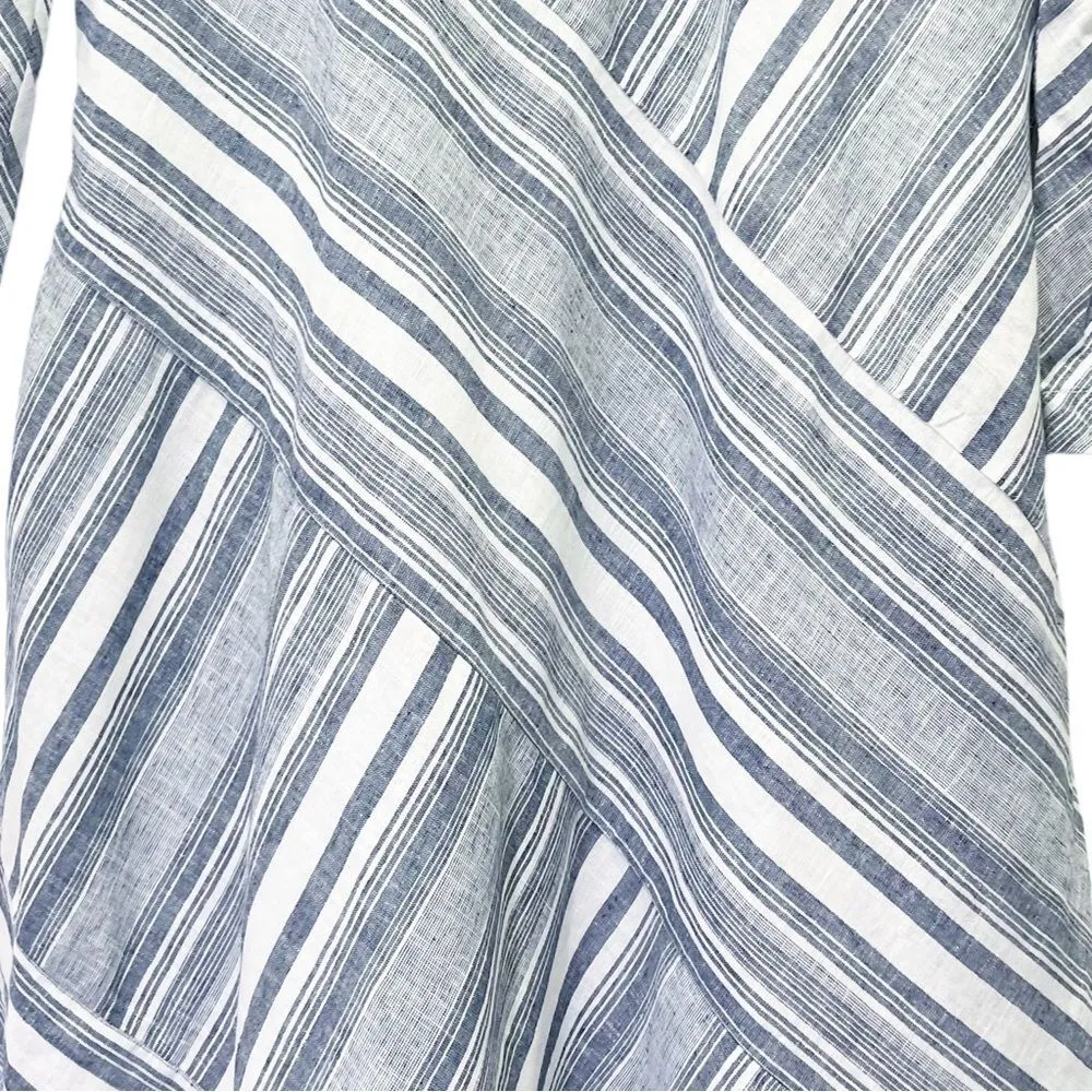 NWT Soft Surroundings Sonya Linen Dress Beachy White & Blue Stripes Size Medium - Image 4