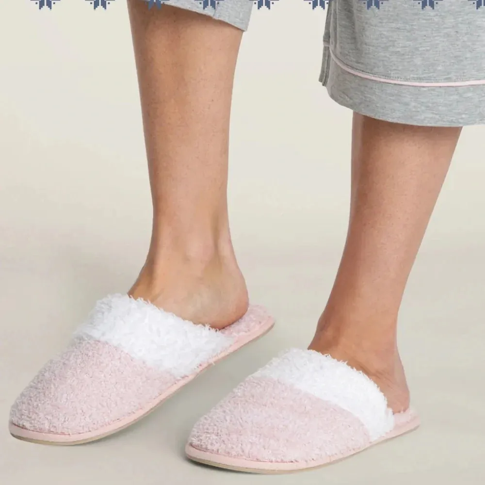 Barefoot Dreams CozyChic Malibu Slipper Sz. Small 5-7 Heathered Dusty Rose/White - Image 3