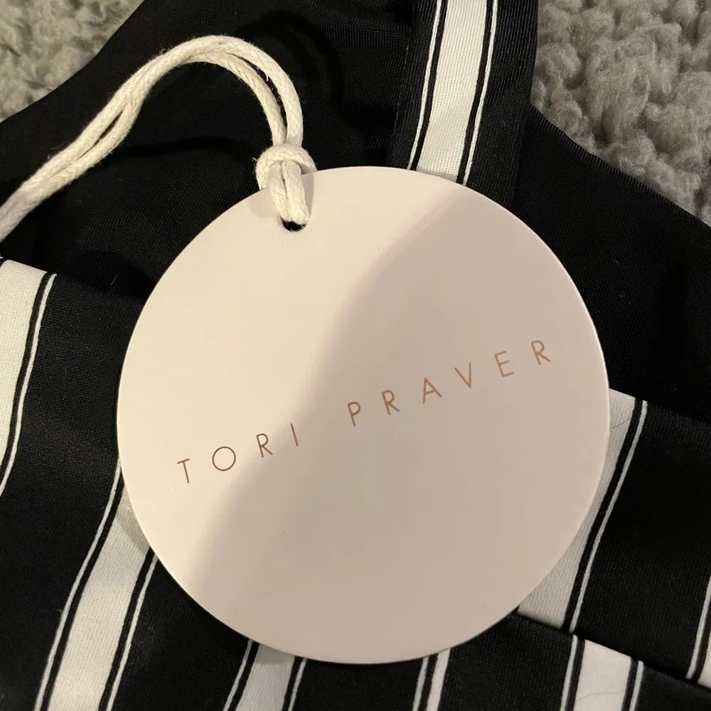 Tori Praver Deja Striped Bikini‎ Small Black White Striped Swim Top - Image 5