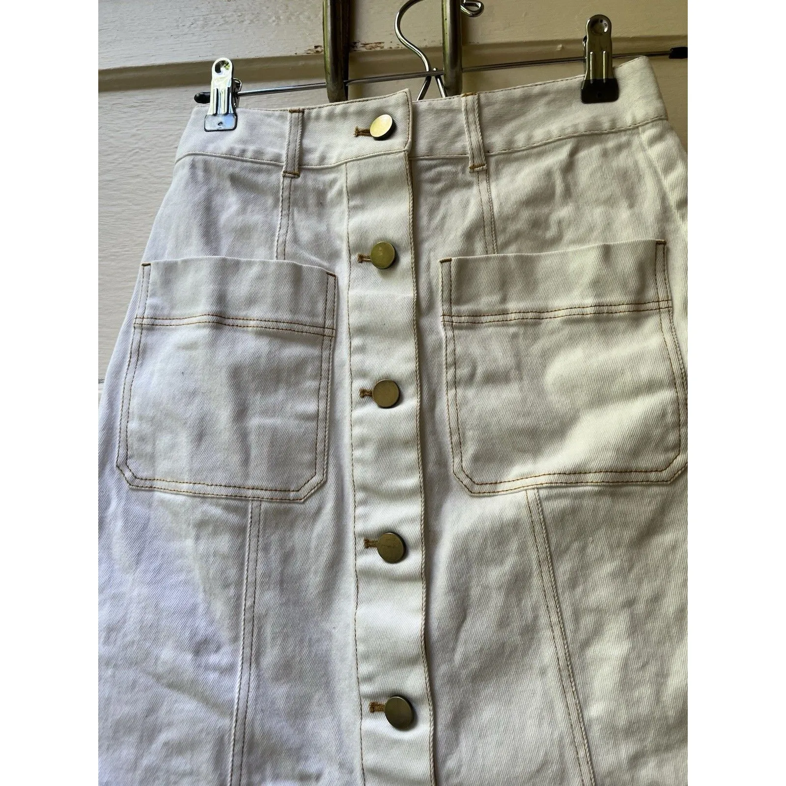 Lesley Evers Alison Pencil Skirt White Straight Cut Nautical Sea Beach Preppy XS - Image 5