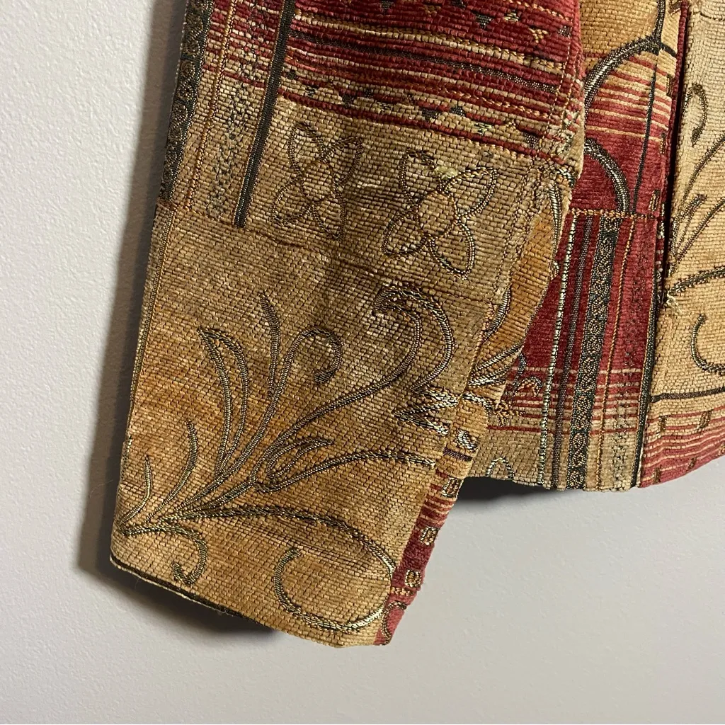 Dressbarn Embroidered Full Zip Unique Tapestry Jacket Women's XL - Image 8