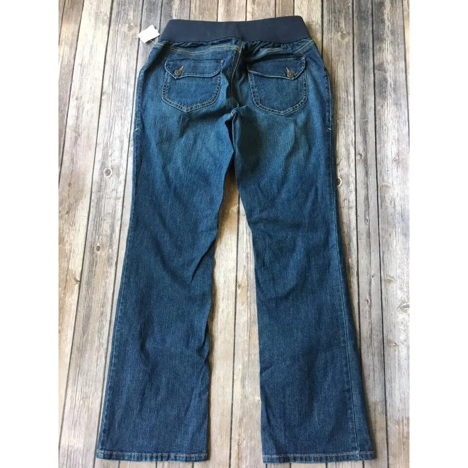 New Old‎ Navy Maternity Bootcut Jeans Women M 8 10 Y2K Wide Leg Low Front Panel - Image 4