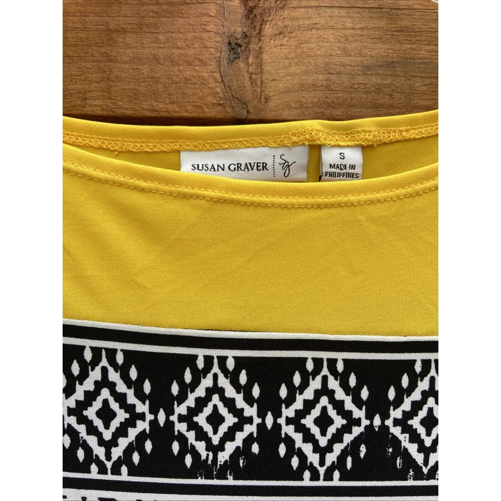 Susan Graver‎ Yellow Black/White Geo Paisley Tunic Top Mini Dress Womens Small - Image 3