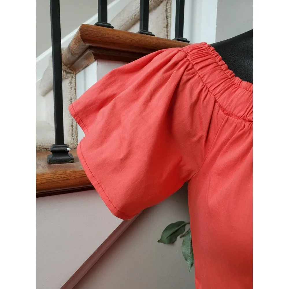 Breathless Women's Red Cotton Round Neck Short Sleeve Knee Length Dress Size XS - Image 3