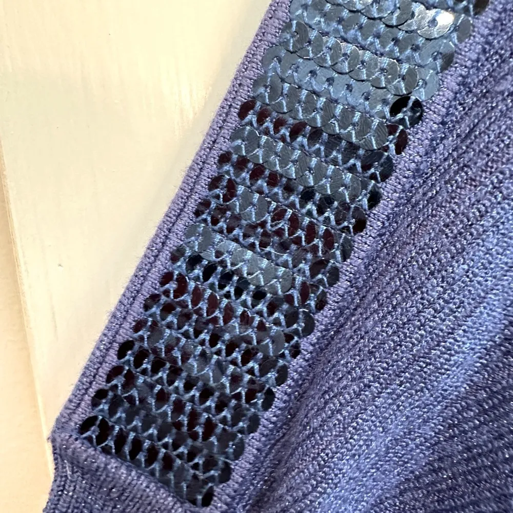 Guess Y2K Blue Metallic Shimmer Bodycon Dress with Sequin Accents Size Medium M - Image 5