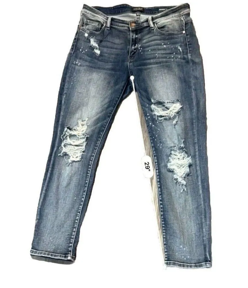 Judy Blue Bleach Splash Stretch Jeans 13/31 Mid Rise Distressed Womens - Image 6