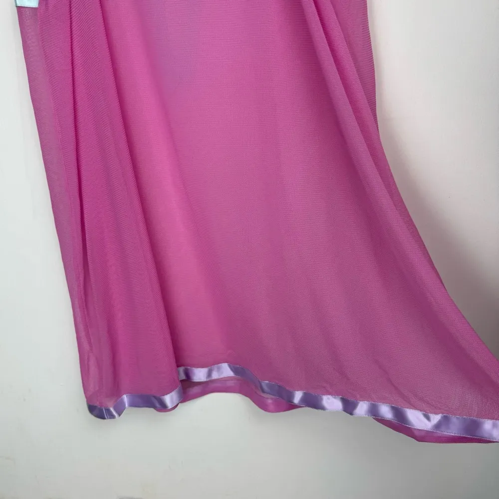 Cacique Sheer Mesh Lingerie Slip Dress Sz 22/24 Pink Pastel Satin Ribbon - Image 14