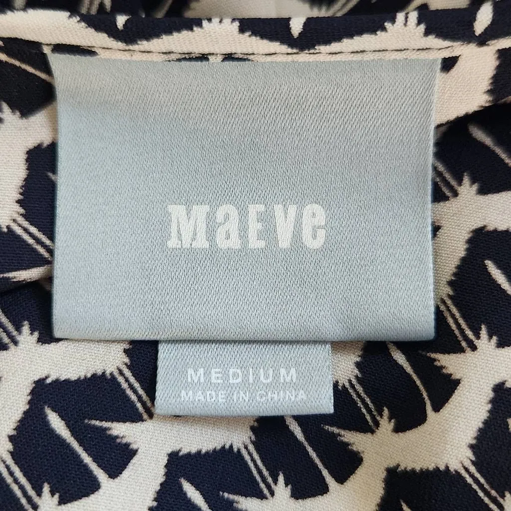 Maeve Black and Cream Print Tunic Graphic Print Dropwaist Tunic Size Medium - Image 8