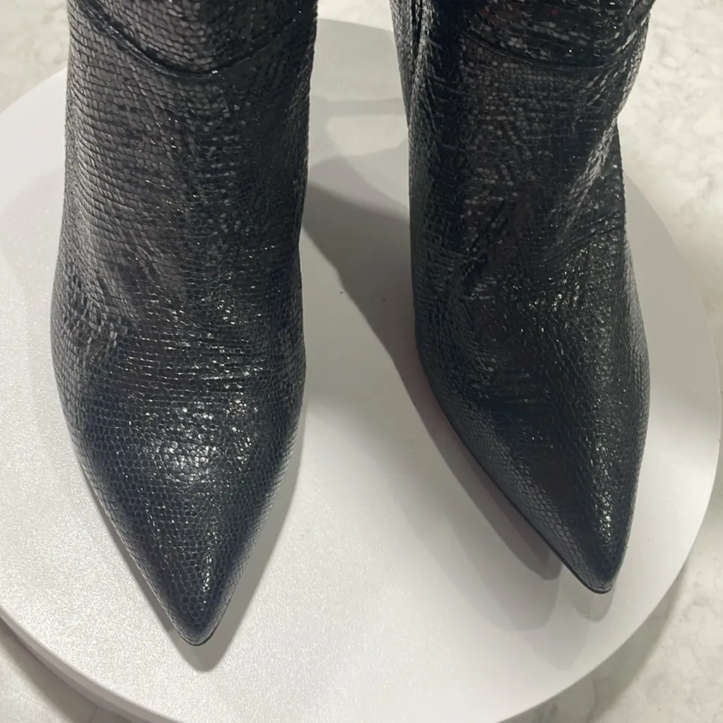 New! All Saints Women's Nori Shimmer Knee High Boots Leather Black‎ Sz 7 $429 - Image 7