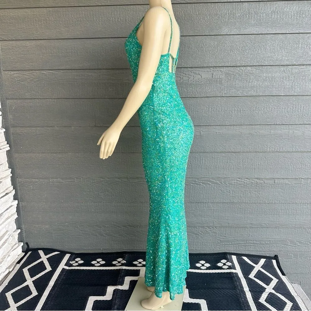 Vtg Scala Silk Beaded Long Dress Sz S Prom Pageant Homecoming Formal Sequins - Image 8