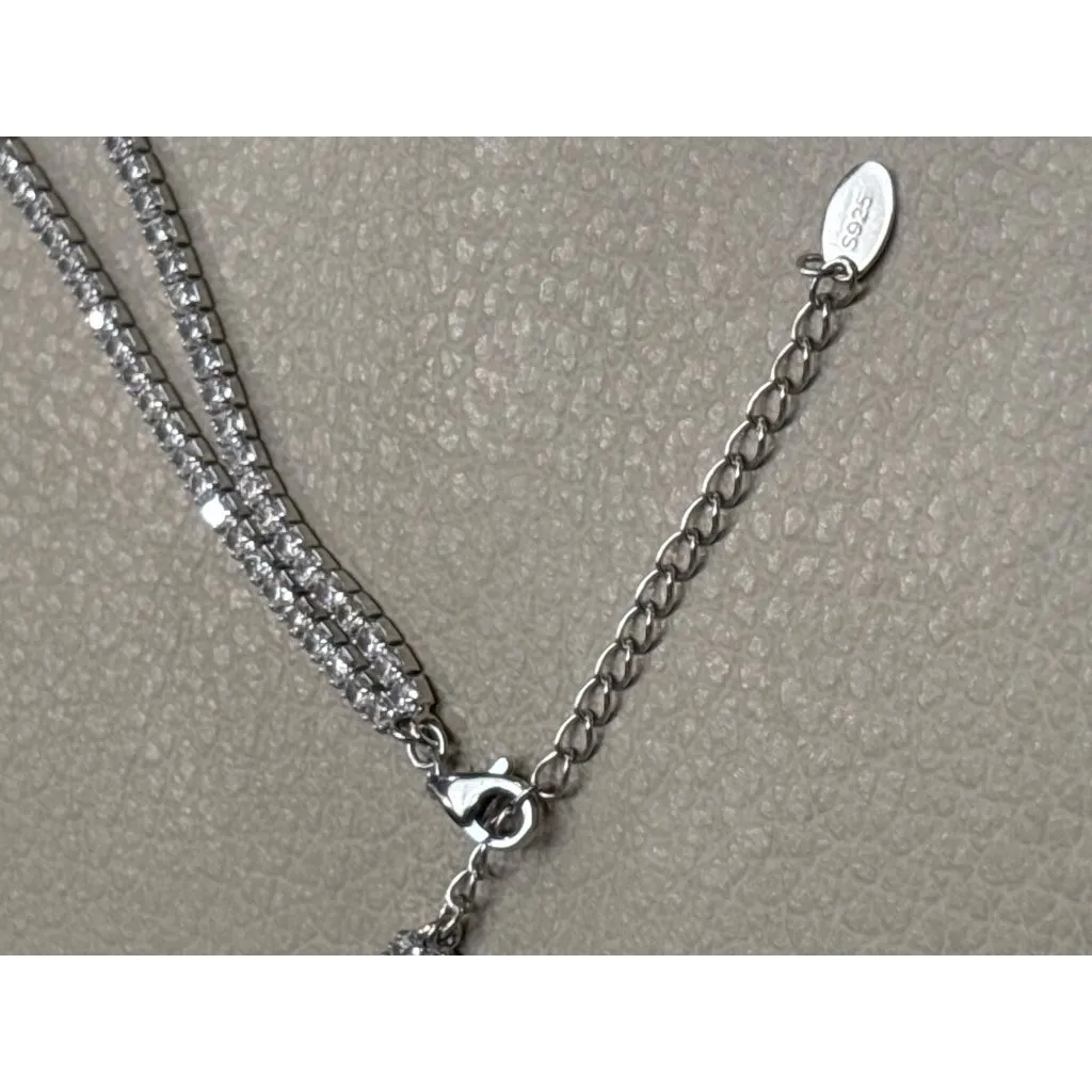 SHASHI Diamond Tennis Layered Necklace in Silver One Size New Womens crystals - Image 6