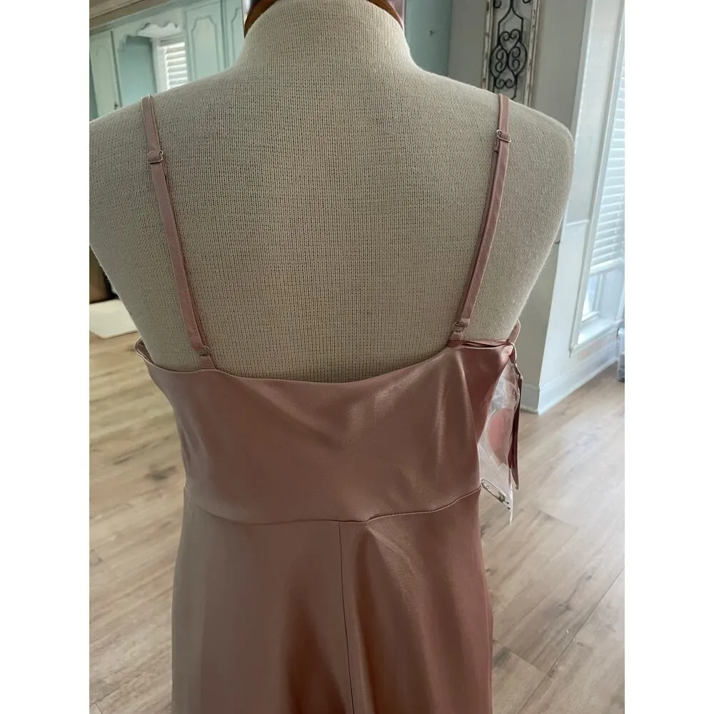 Birdy Grey NEW Rose Gold Lisa Long Satin Dress Size Medium Bridesmaid Prom Gown - Image 5