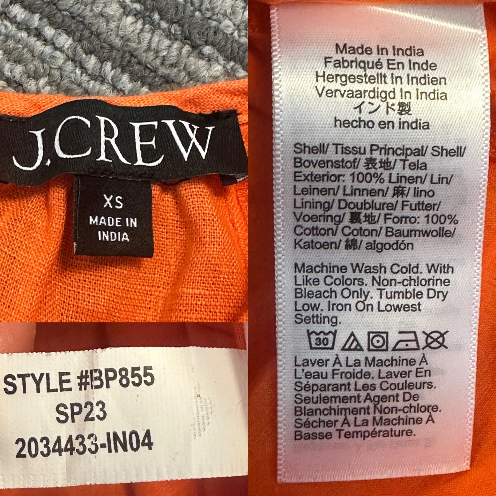 J.Crew Palermo Mini Sundress Orange Linen Smocked Waist Coastal Resort Wear XS - Image 10